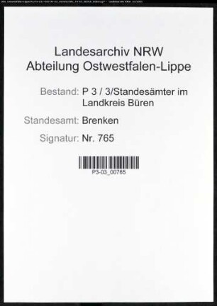 Heiratsregister Standesamt Brenken