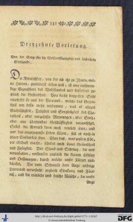 Dreyzehnte Vorlesung.