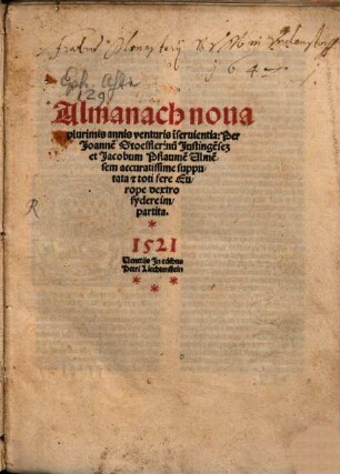 Almanach nova plurimis annis 1521 - 1531