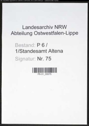 Heiratsregister Standesamt Altena