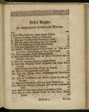 Erstes Register der abgehandelten Stücken und Materien.