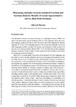 Measuring attitudes towards standard German and German dialects: Results of recent representative survey data from Germany