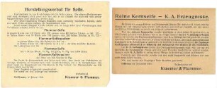 Kundenmitteilung der Fa. Kraemer & Flammer (Krämer & Flammer) "Herstellungsverbot für Seife"
