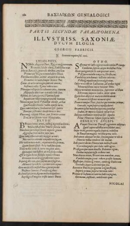 Partis Secundae Paralipomena. Illustriss. Saxoniae Ducum Elogia Georgii Fabricii.