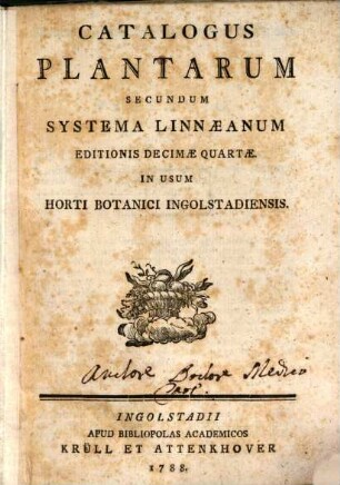 Catalogus Plantarum Secundum Systema Linaeanum