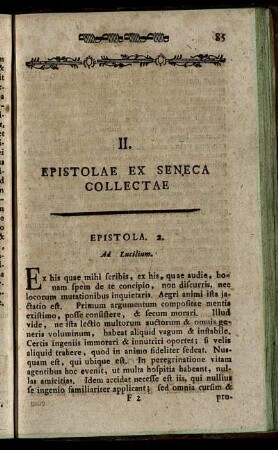 II. Epistolae Ex Seneca Collectae.