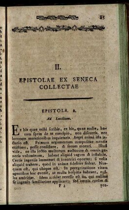II. Epistolae Ex Seneca Collectae.