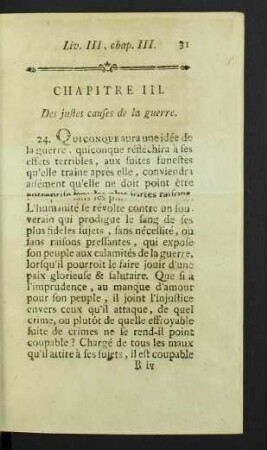 Chapitre III. Des justes causes de la guerre.
