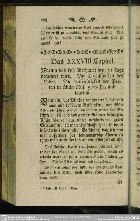 Das XXXVIII. Capitel. Warum das Lob überhaupt heut zu Tage verachtet wird