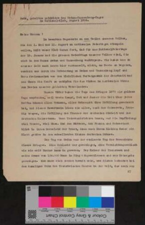 Rede, gehalten anlässlich den Sedan-Tannenberg-Tagen im National-Klub, August 1924