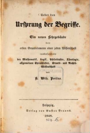 Über den Ursprung der Begriffe
