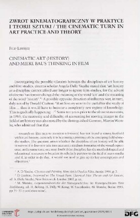 31: Cinematic art (history) and Mieke Bal's thinking in film