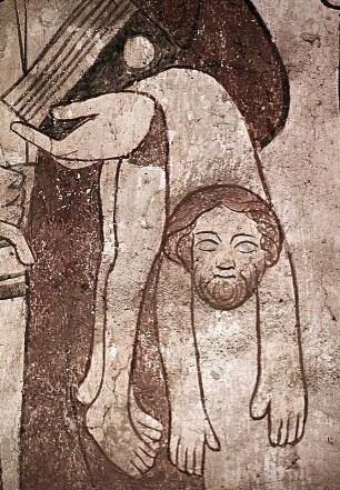 Gruppe von drei Aposteln, darunter Bartholomaeus und Matthias