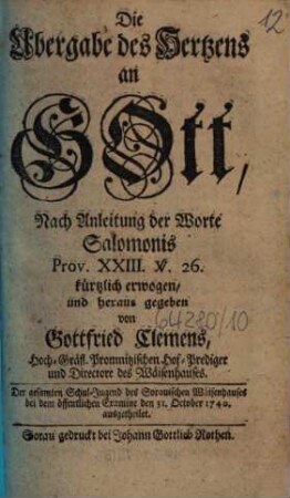 Die Ubergabe des Hertzens an Gott