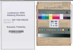Entnazifizierung Friederika Brauwers , geb. 23.07.1894 ()