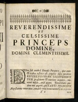 2r-3v, Reverendissime et Celsissime Princeps Domine, Domine Clementissime