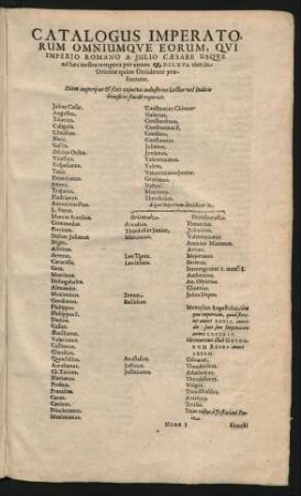 Catalogus Imperatorum Omniumque Eorum, Qui Imperio Romano A Julio Caesare ...