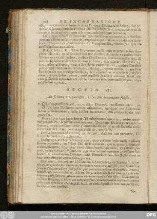 Sectio VII. An si homo non peccasset, Filius Dei incarnatus fuisset.