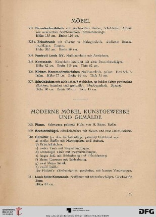 Möbel (Nr. 303-307)