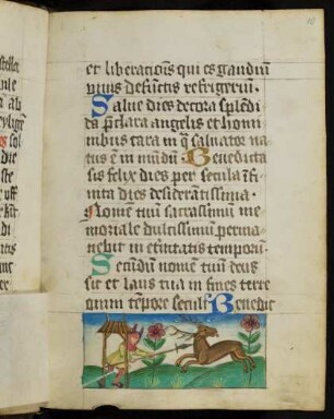 Miniatur (Bas-de-page): Hirschjagd mit Jäger