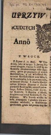 Uprzyw. Wiadom. z Cudzych Krajow. 1754, Nr. 49