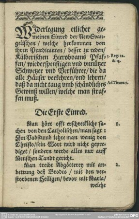 Widerlegung etlicher gemeinen Einred der New Evangelischen, ...