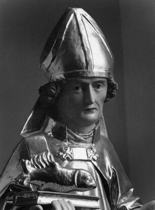 Heiliger Nikolaus : Heiliger Nikolaus (um 1480). Bruststück. Mödingen, ehem. Dominikanerinnenkloster Maria Mödingen