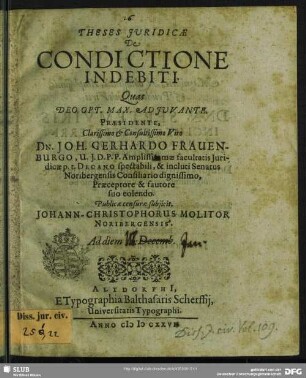 Theses Juridicae De Condictione Indebiti