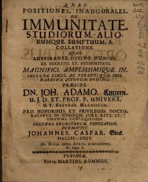 Positiones. Inaugurales. De. Immunitate. Studiorum. Aliorumque. Sumptuum. A. Collatione.