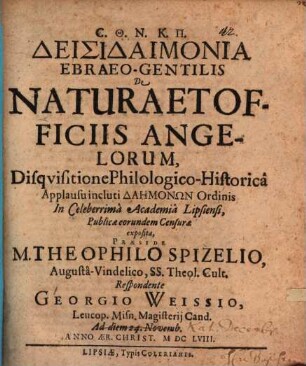 Deisidaimonia ebraeo-gentilis de natura et officiis angelorum