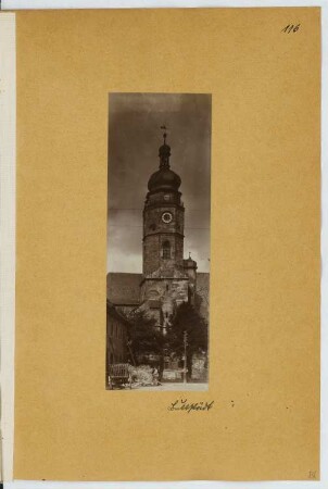 Stadtkirche, Buttstädt: Ansicht Turm (aus: Skizzen- und Fotoalbum 23)