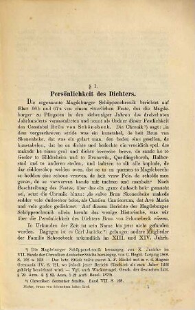 Über das Hohe Lied des Brun von Schonebeck : erster Teil