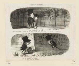 Les agrémens du soir - Les désagrémens de la nuit, aus: "Croquis Parisiens", in: "Le Charivari", Paris 1853