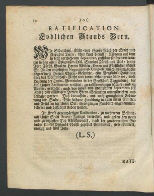 Ratification Loblichen Stands Bern