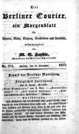 No. 274, Montag, den 24. December 1827