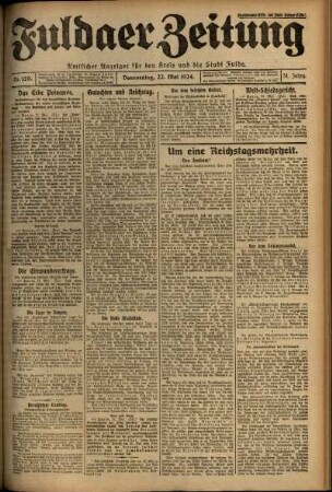 Erste Ausgabe vom Donnerstag, den 22. Mai 1924.