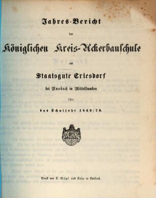 Jahresbericht. 1869/70