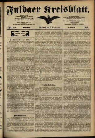 Zweite Ausgabe vom Mittwoch, den 01. September 1909.