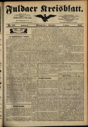 Zweite Ausgabe vom Mittwoch, den 01. September 1909.