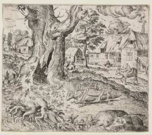 Landschaft mit Heuhüpfer und Ameisen (Aesop)