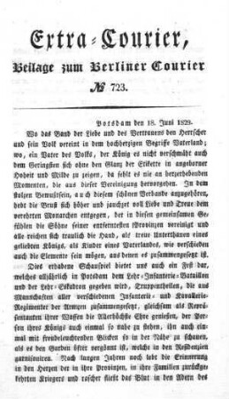 Extra-Courier, Beilage zum Berliner Courier No. 723