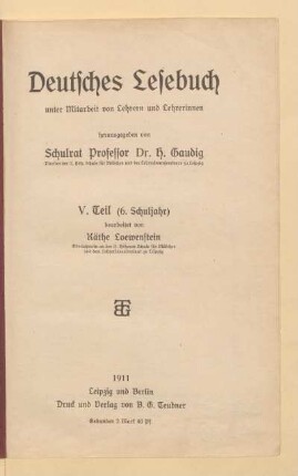 Teil 5 = (6. Schuljahr), [Schülerband]: [Teil 5 = (6. Schuljahr), [Schülerband]]