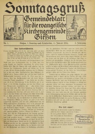 Sonntagsgruß : Gemeindeblatt für die Evangelische Kirchengemeinde Gießen