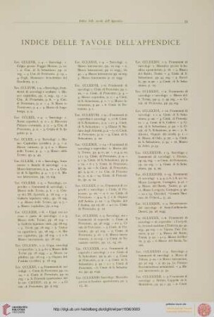 Indice della tavole dell'appendice