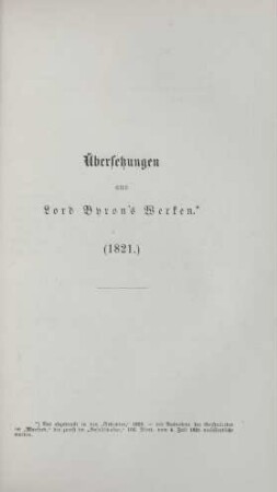 Übersetzungen aus Lord Byrons's Werken. (1821.)