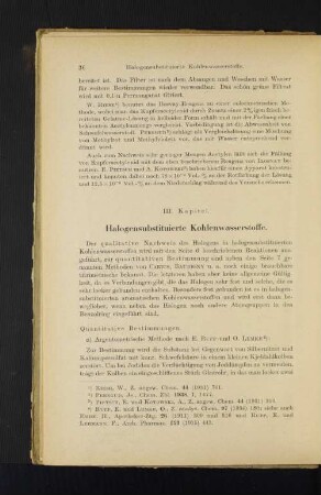 III. Kapitel. Halogensubstituierte Kohlenwasserstoffe.