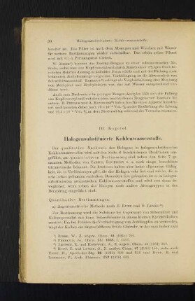 III. Kapitel. Halogensubstituierte Kohlenwasserstoffe.