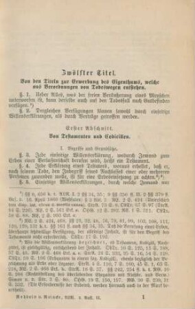 Zwölfter Titel. Von den Titeln zur Erwerbung des Eigenthums, welche aus Verordnungen von Todeswegen entstehen