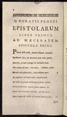 8-85, Epistola I.