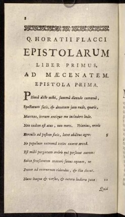 8-85, Epistola I.